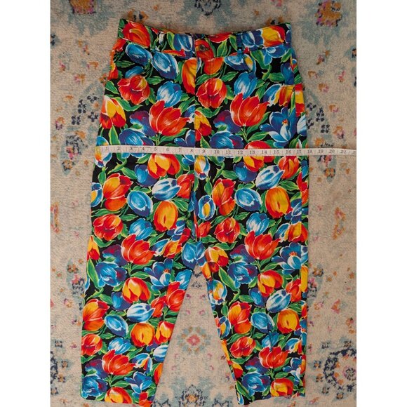 Gap Womens Floral High-Waisted Vibrant Tulip Print 100% Cotton Pants Size 9/10 - Picture 6 of 9